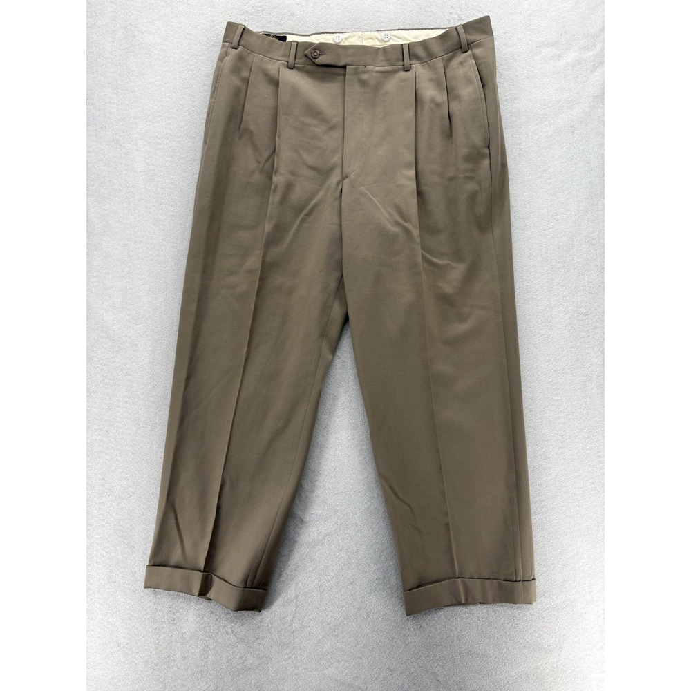 Vintage Brooks Brothers Dress Pants Mens 38x30 Beige Wool Pleated Cuffed USA